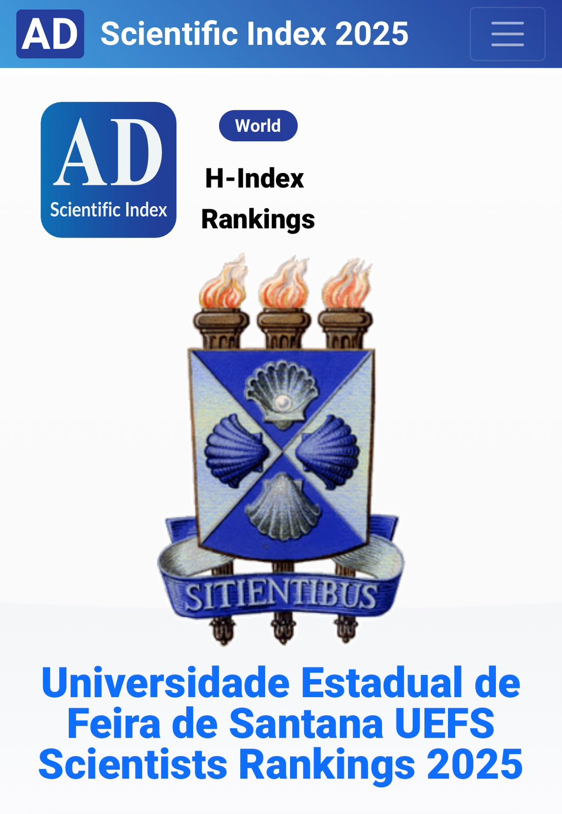 Ranking da produção científica da AD Scientific Index 2025